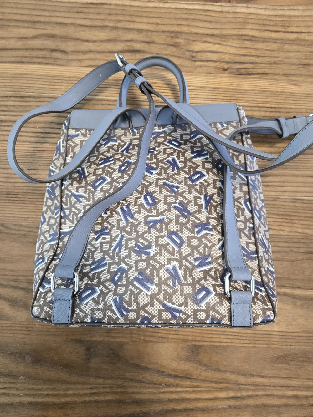 DKNY Blue Logo-Print Convertible Backpack